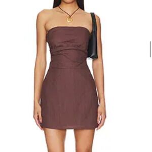 ROMI LINEN DRESS IN CHOCOLATE